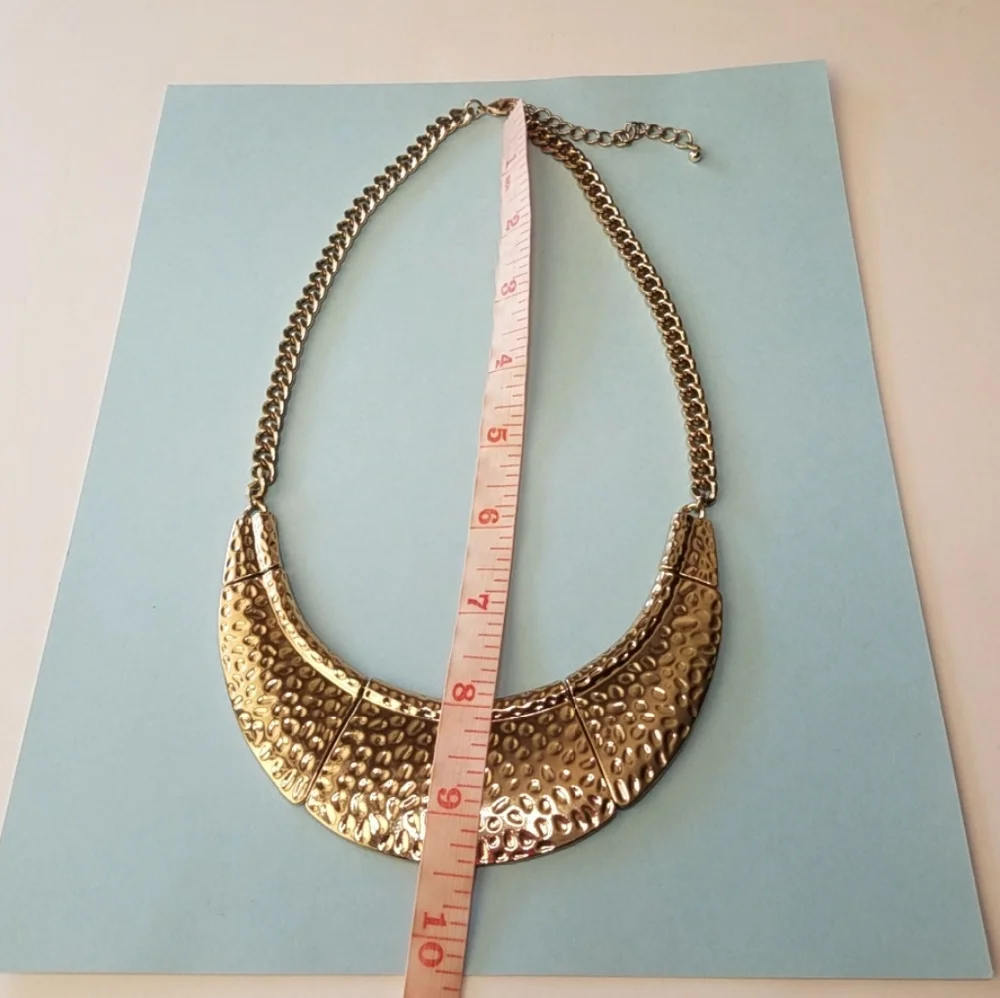 Egyptian Style Gold Tone Chain Link Necklace Costume Jewelry - Picture 6 of 10